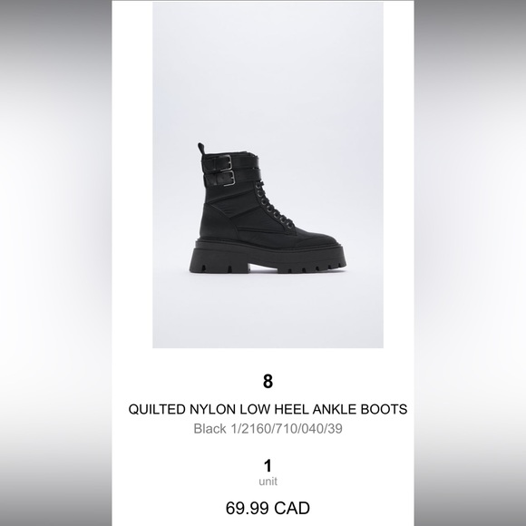 Zara chunky boots. These are actually a size 39!! The 8 was too tight. - Picture 5 of 6